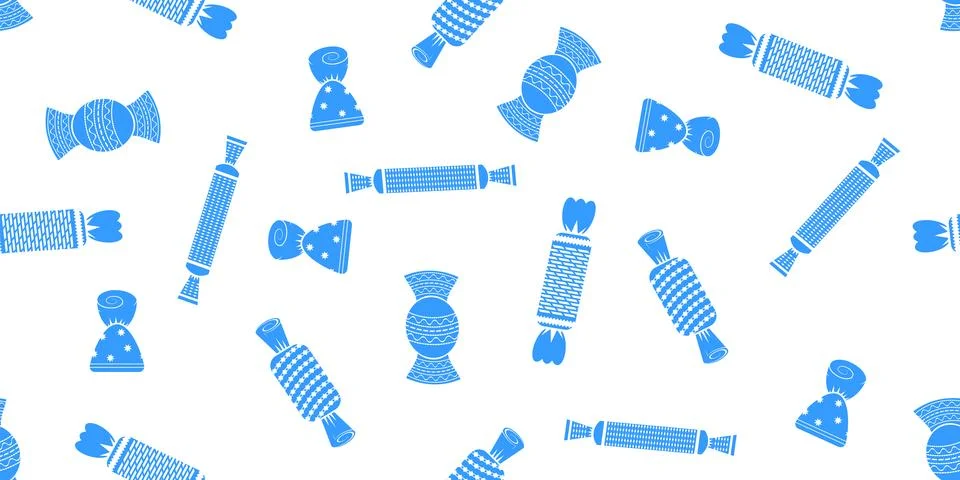 Vector silhouette blue seamless candy texture. Sweet food template. Sugar car Stock Illustration
