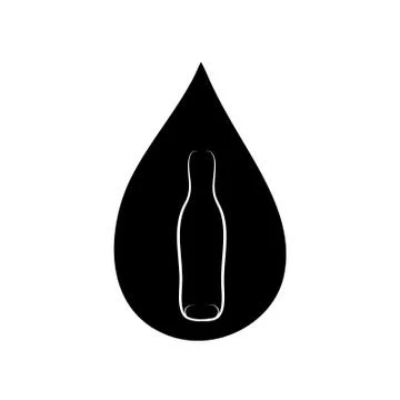 Vector silhouette of the bottle in the drop on white background. Stock Illustration