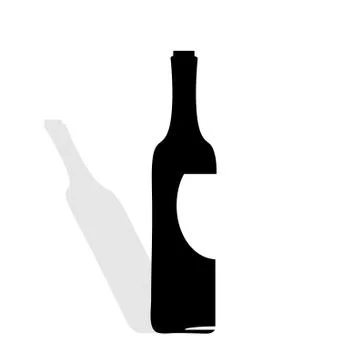 Vector silhouette of bottle of wine. Illustrazione stock