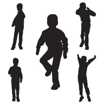 Vector silhouette of the boy. Illustrazione stock