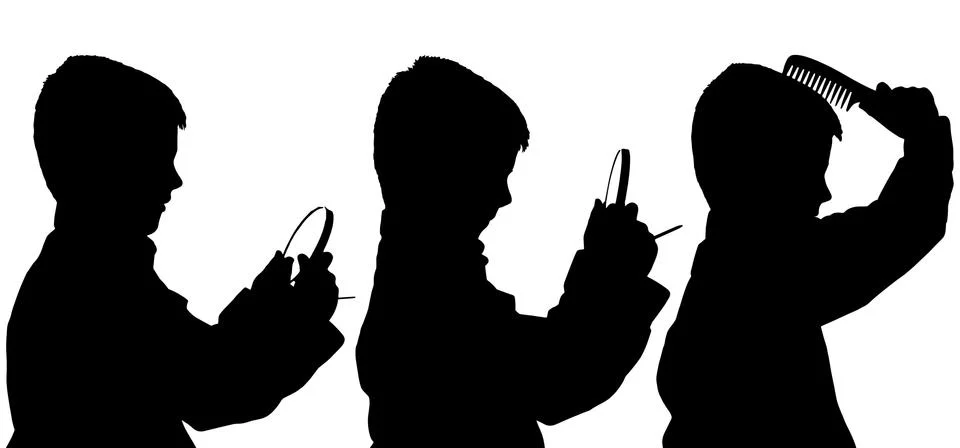 Vector silhouette of boy. Stock Illustration