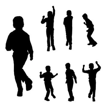 Vector silhouette of boy. Illustrazione stock
