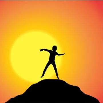Vector silhouette of boy. Stock Illustration