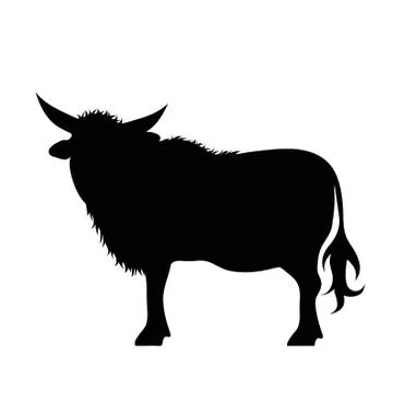 Vector silhouette of bull on white background. Stock Illustration