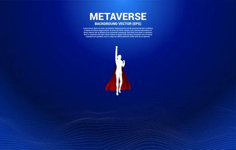 Vector Silhouette of businessman flying from Digital Contour curve dot and li Stock Illustration