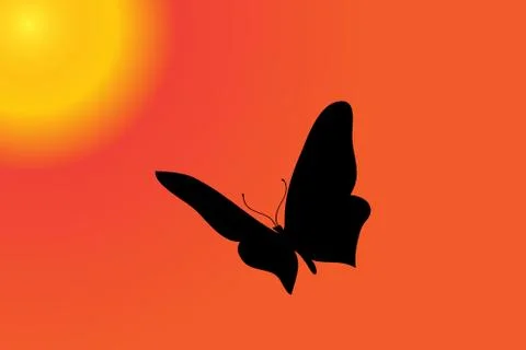 Vector silhouette of butterfly. Stock Illustration