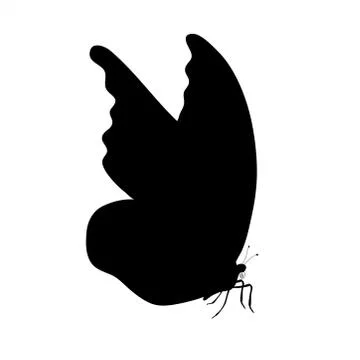 Vector silhouette of butterfly on white background. Symbol of animal. Stock Illustration