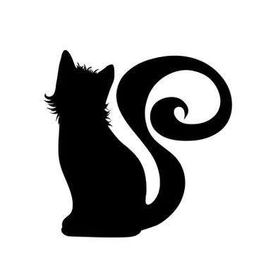 Vector silhouette of cat on white background. Stock Illustration