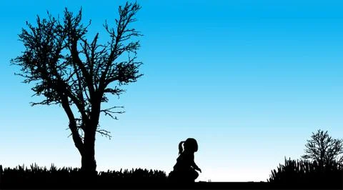 Vector silhouette of child. Stock Illustration