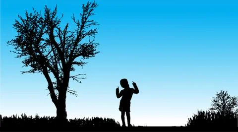 Vector silhouette of child. Illustrazione stock