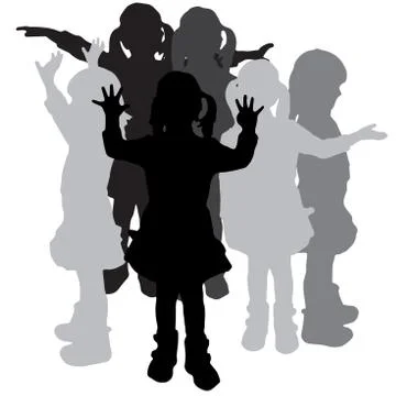 Vector silhouette of children. Stock Illustration