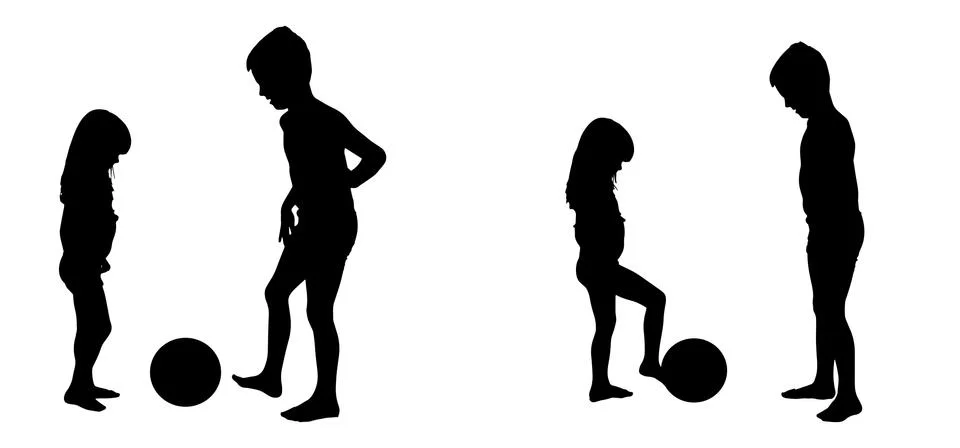 Vector silhouette of a children. Stock Illustration