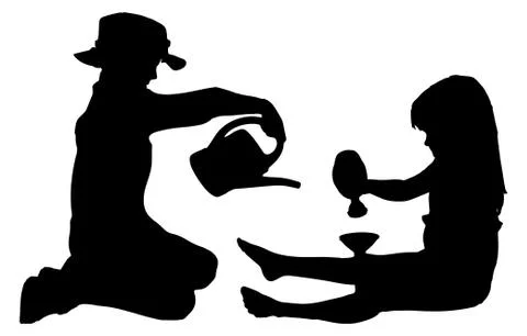 Vector silhouette of children. Stock Illustration