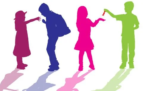 Vector silhouette of children. Stock Illustration