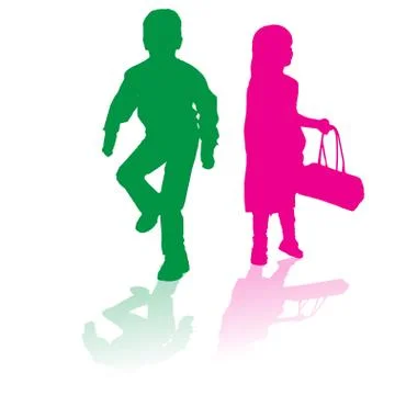 Vector silhouette of children. Stock Illustration