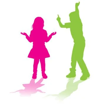 Vector silhouette of children. Stock Illustration