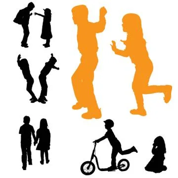 Vector silhouette of children. Stock Illustration