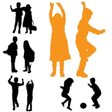 Vector silhouette of children. Stock Illustration