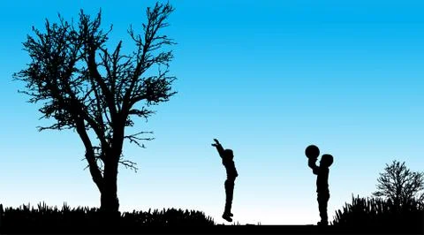 Vector silhouette of children. Stock Illustration