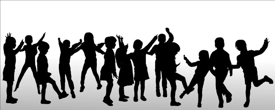 Vector silhouette of children. Stock Illustration