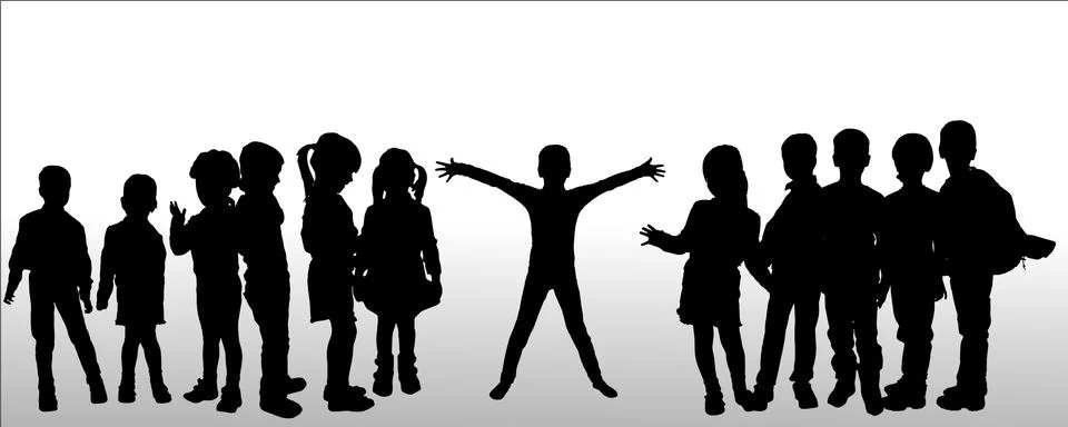 Vector silhouette of children. Stock Illustration