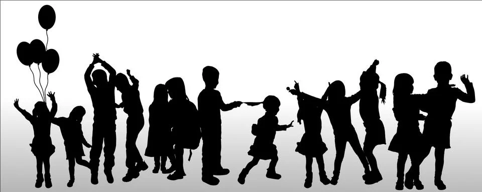 Vector silhouette of children. Illustrazione stock