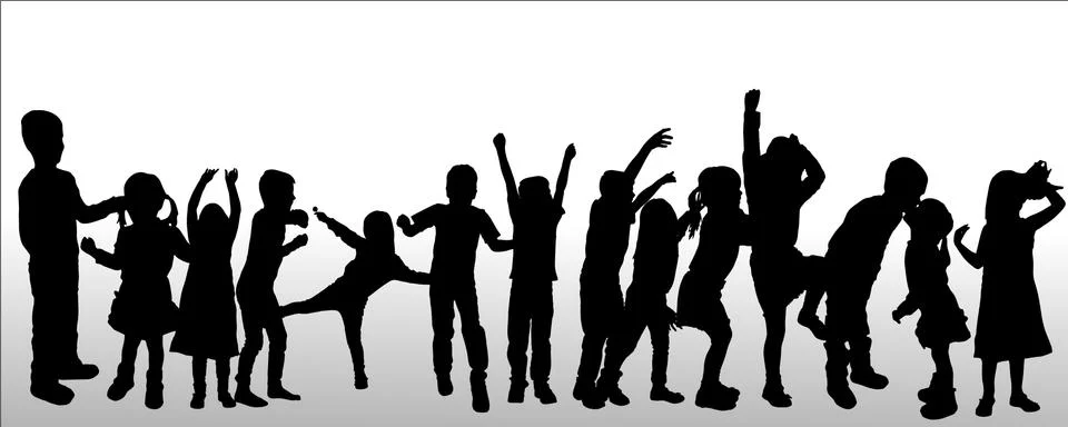 Vector silhouette of children. Stock Illustration