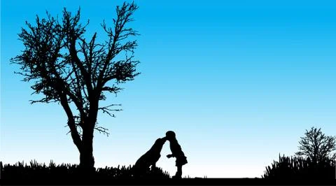 Vector silhouette of children. Illustrazione stock