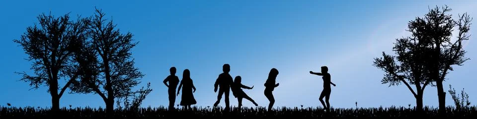 Vector silhouette of children. Stock Illustration