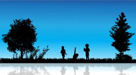 Vector silhouette of children. Stock Illustration