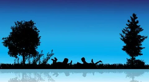 Vector silhouette of children. Illustrazione stock