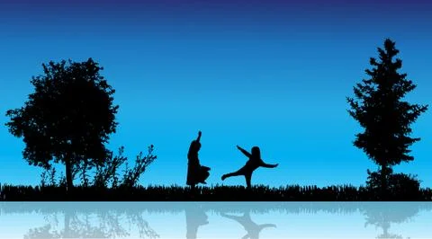 Vector silhouette of children. Stock Illustration