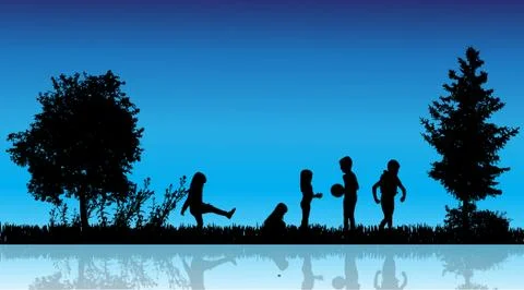 Vector silhouette of children. Stock Illustration
