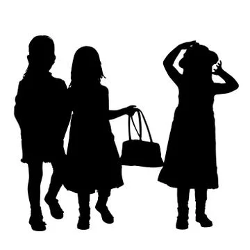Vector silhouette of children. Stock Illustration
