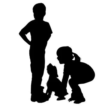 Vector silhouette of children. Stock Illustration