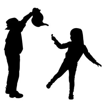 Vector silhouette of children. Illustrazione stock