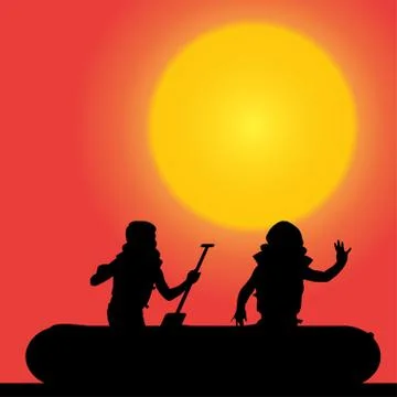 Vector silhouette of children. Illustrazione stock