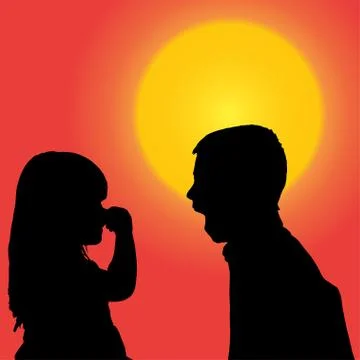 Vector silhouette of children. Stock Illustration