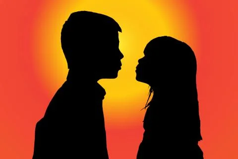 Vector silhouette of children. Stock Illustration