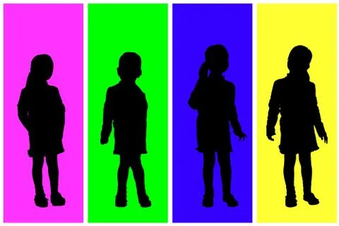 Vector silhouette of children. Stock Illustration