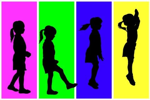 Vector silhouette of children. Stock Illustration
