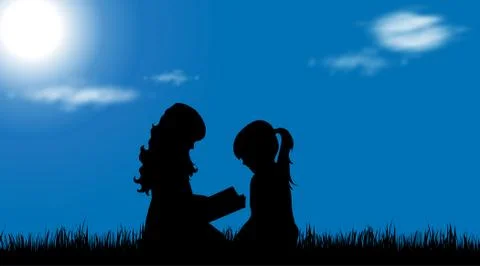 Vector silhouette of children. Stock Illustration