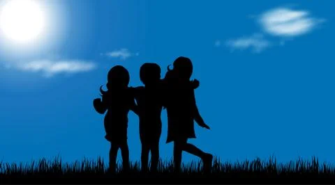 Vector silhouette of children. Stock Illustration