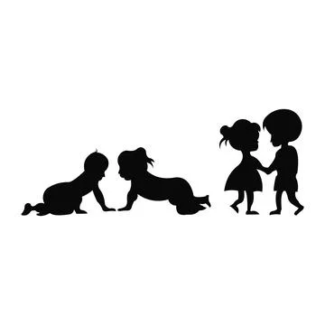 Vector silhouette of children, Stock Illustration