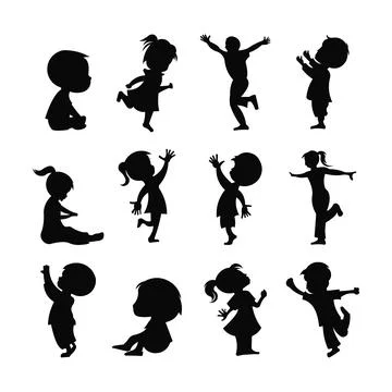 Vector silhouette of children Stock Illustration
