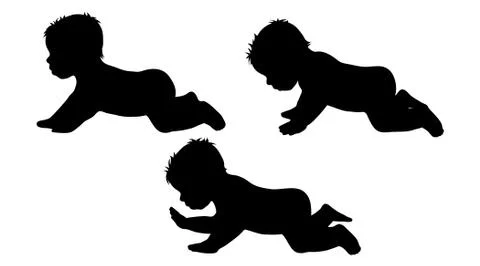 Vector silhouette of children on white background. Stock Illustration