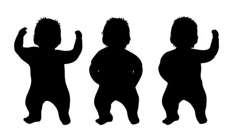 Vector silhouette of children on white background. Stock Illustration