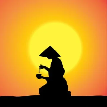 Vector silhouette of Chinese. Stock Illustration