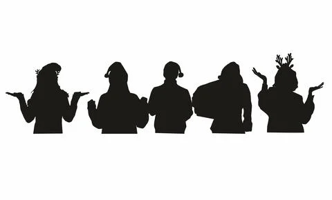Vector silhouette of a christmas people Stock Illustration