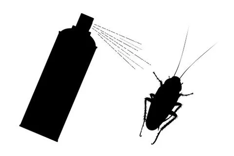 Vector silhouette of cockroach spray on white background. Symbol of annoying  Stock-Illustration